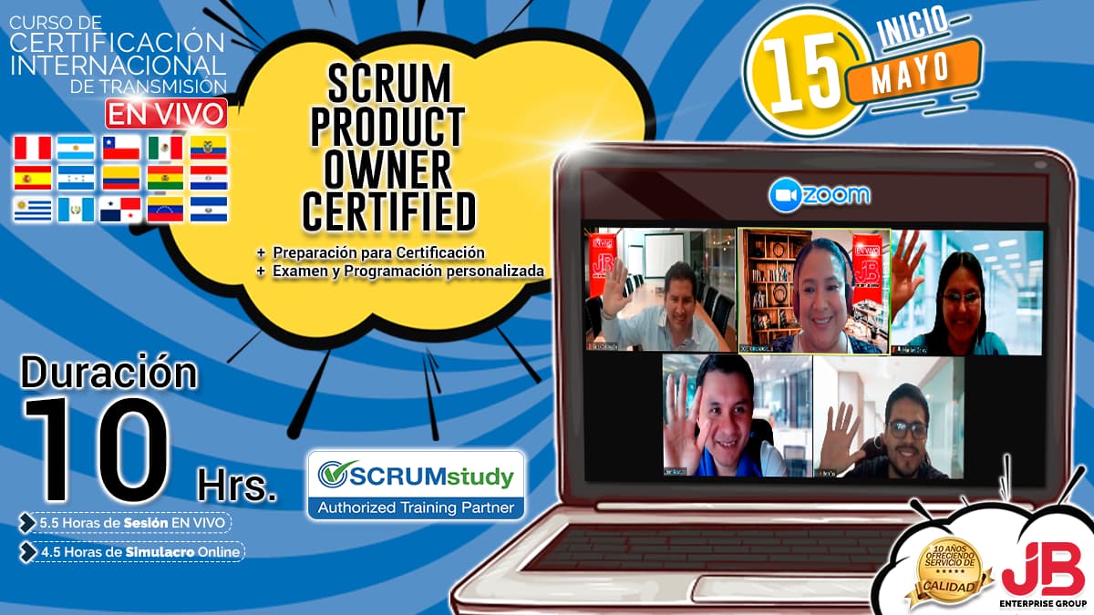 Portada de Curso de Transmisión en Vivo: “SCRUM PRODUCT OWNER"